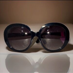 Luv Betsey by Betsey Johnson LUV 23 72 Round Black Pink Lip Print Sunglasses